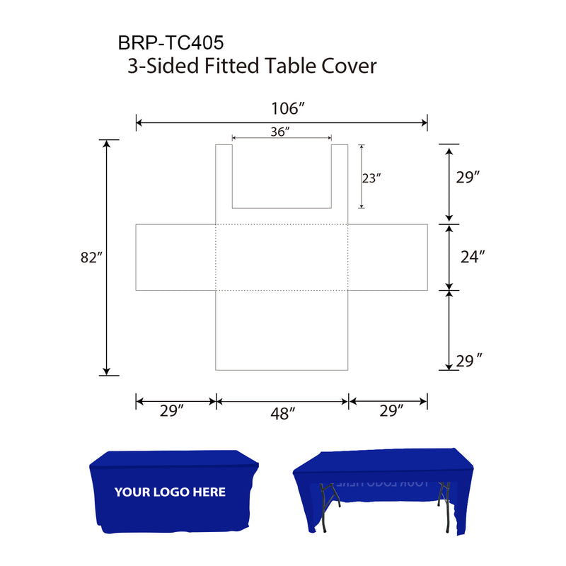 Trade Show Booth Table Covers 4ft 3 Sided Template