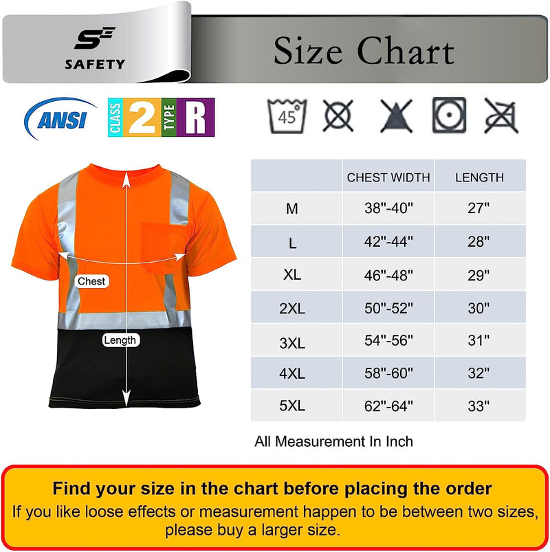 Hi Visibility Shirts for Men, Safety Shirts with Reflective Strips Class 2, Hi Vis Construction Work Shirt with Pocket Orange