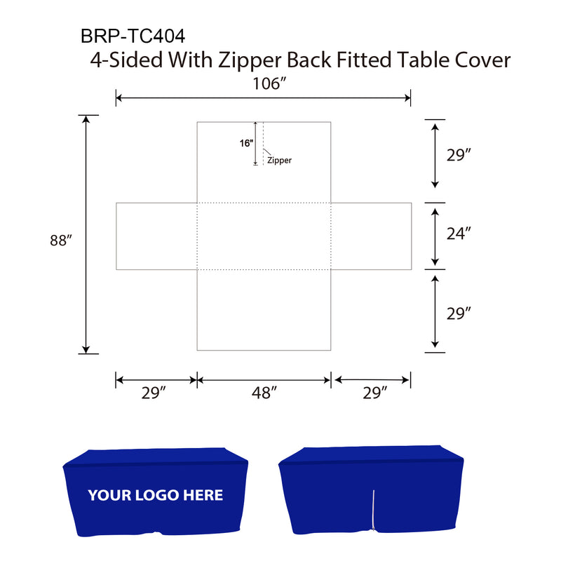Table Covers For Trade Show Displays 4ft 4 Sided Template
