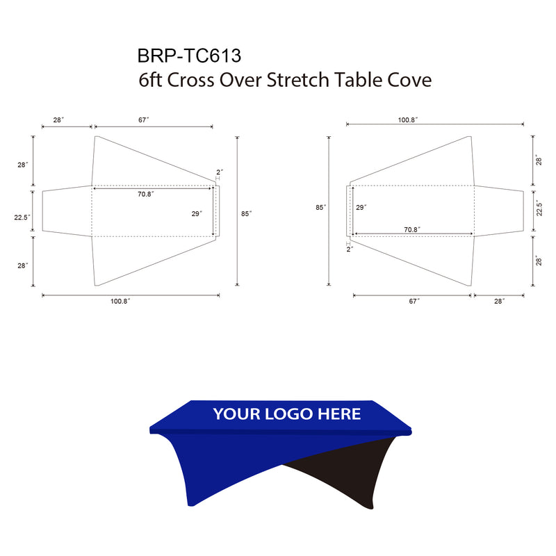 Trade Show Table Cloth 6ft Cross Over Template