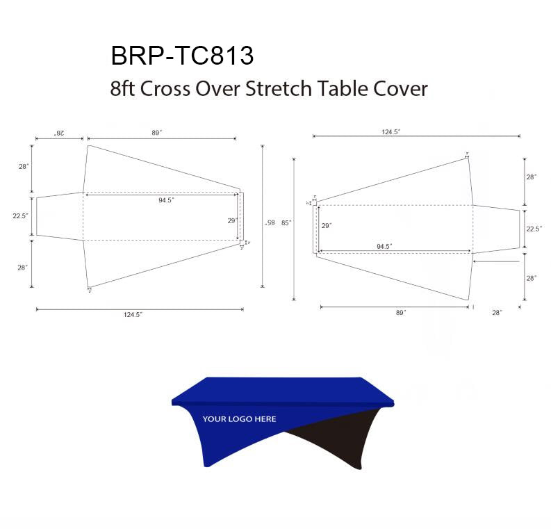Stretch Tablecloth With Logo 8ft Cross Over Template