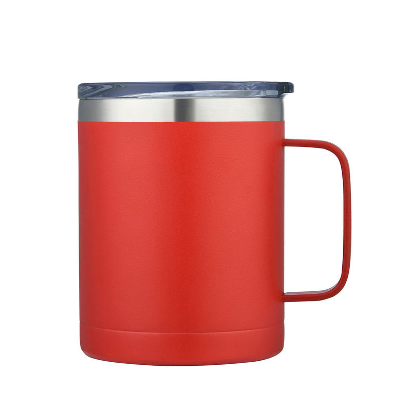 14oz Red Stainless Steel Vacuum Camping Mug with Handle