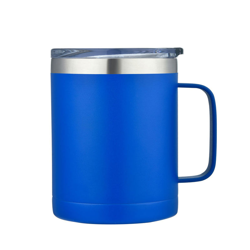 14oz Blue Stainless Steel Vacuum Camping Mug with Handle