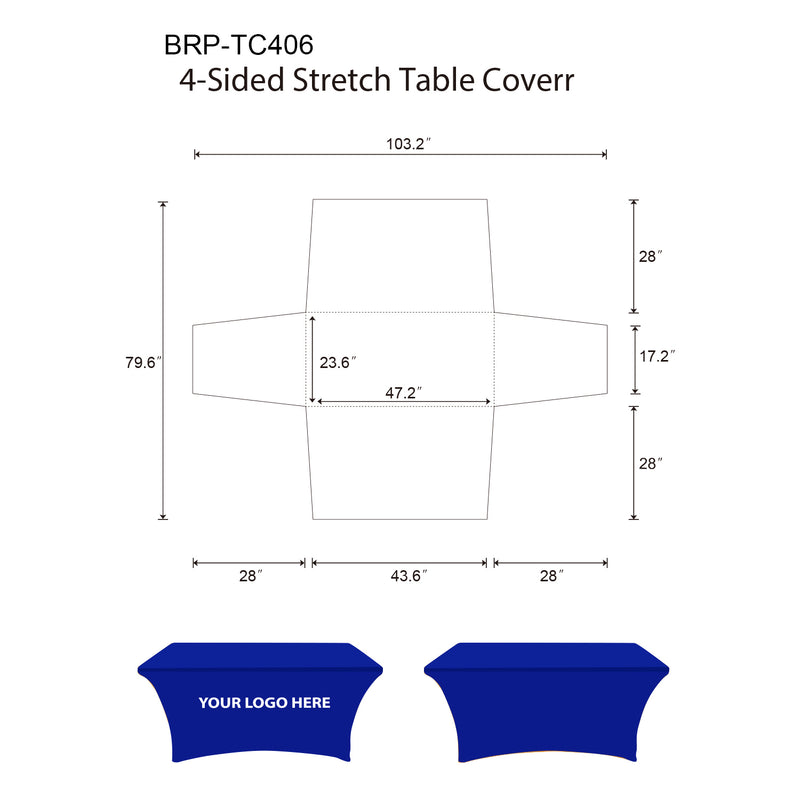 Trade Show Fitted Table Covers 4ft 4-Sided Template